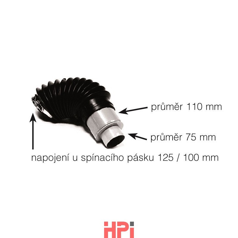 Napojení větracího komínu (flex-hadice) Napojení větracího komínu (flex-hadice)
